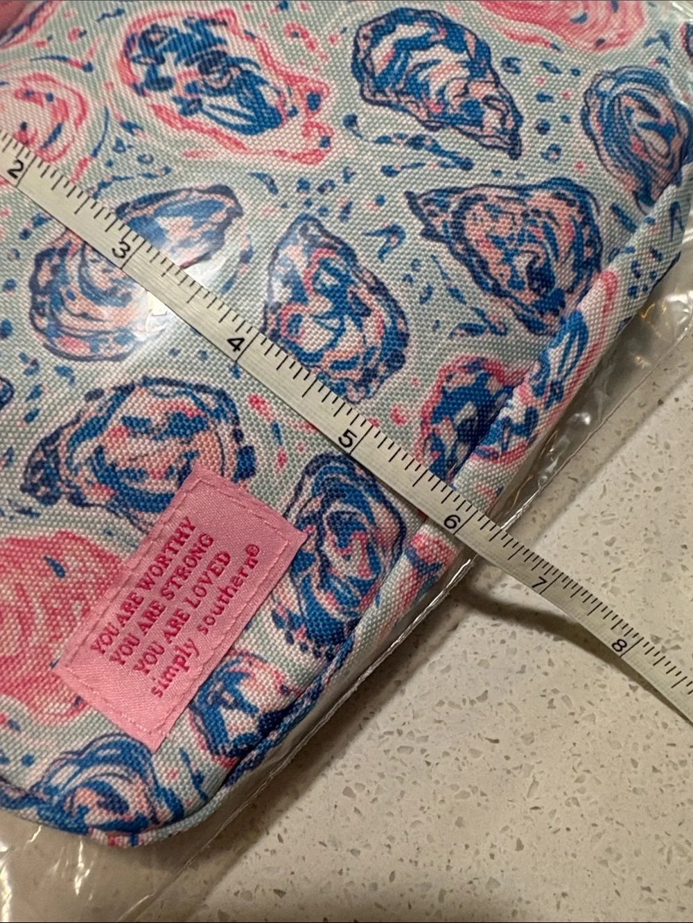 Simply Southern Pink and Blue OysterPatterned Cosmetic Belt Bag LIMITED EDITION
